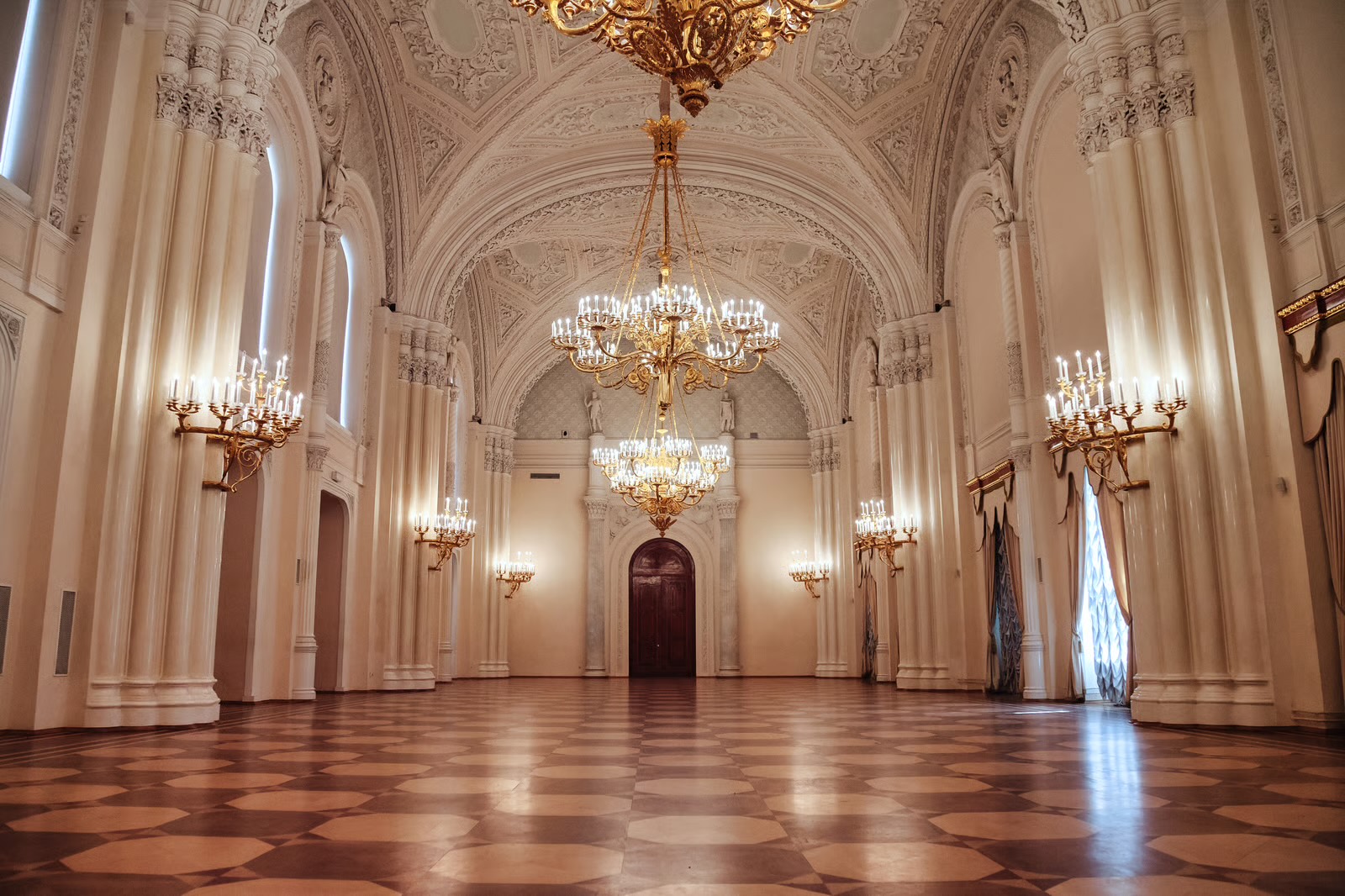 The Main Hall — a grand chandeliered ballroom